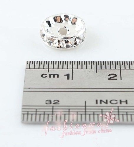 200 teile / los Silber Überzogene Rhinestone Kristall Runde Perlen Spacer Perlen 10mm 8mm 12mm Lose Perlen Kristall