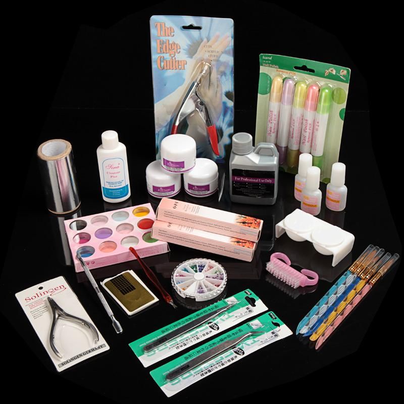 Nail Art Tips Kit Set Full Acrylic Liquid Powder Glue DIY Acrylic