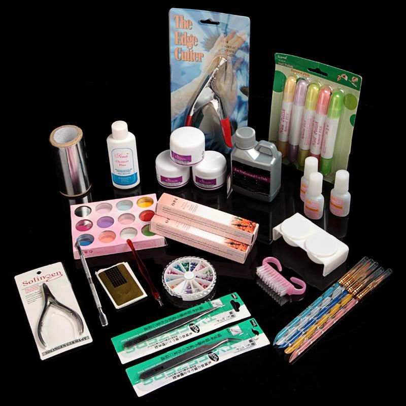 Nail Art Tips Kit Set Full Acrylic Liquid Powder Glue DIY Acrylic