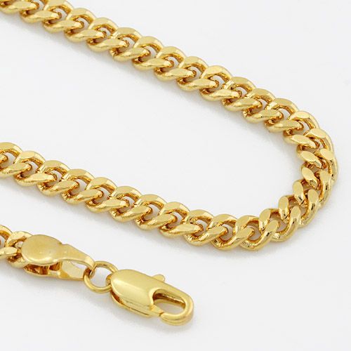 4MM MENS Boys 18K Gold Filled Curb Necklace Chain Gift GN32 From