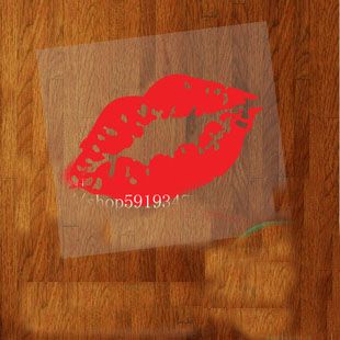 200 stuks / partij rode lip vinyl grappige stickers op auto achterspiegel sticker voor auto
