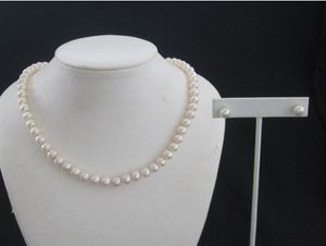 Wholesale silver pearl necklace earrings set resale online - pearl jewelry VERY NICE SILVER LADIES mm PEARL NECKLACE inches AND EARRING SET