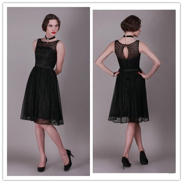 Black Lace A-Line Dress