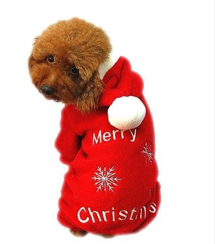 最新のかわいいペット犬アパレル冬服コートメリークリスマス服布コート赤紫の贈り物