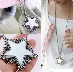 15 stks * retro patroon trim pentagram spiegel ketting trui keten