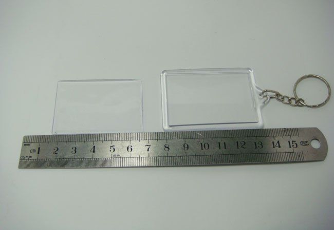 

1000X Blank Acrylic Rectangle Keychains Insert 2.3"*1.53" Photo Keyrings (Key ring chain) Free Ship