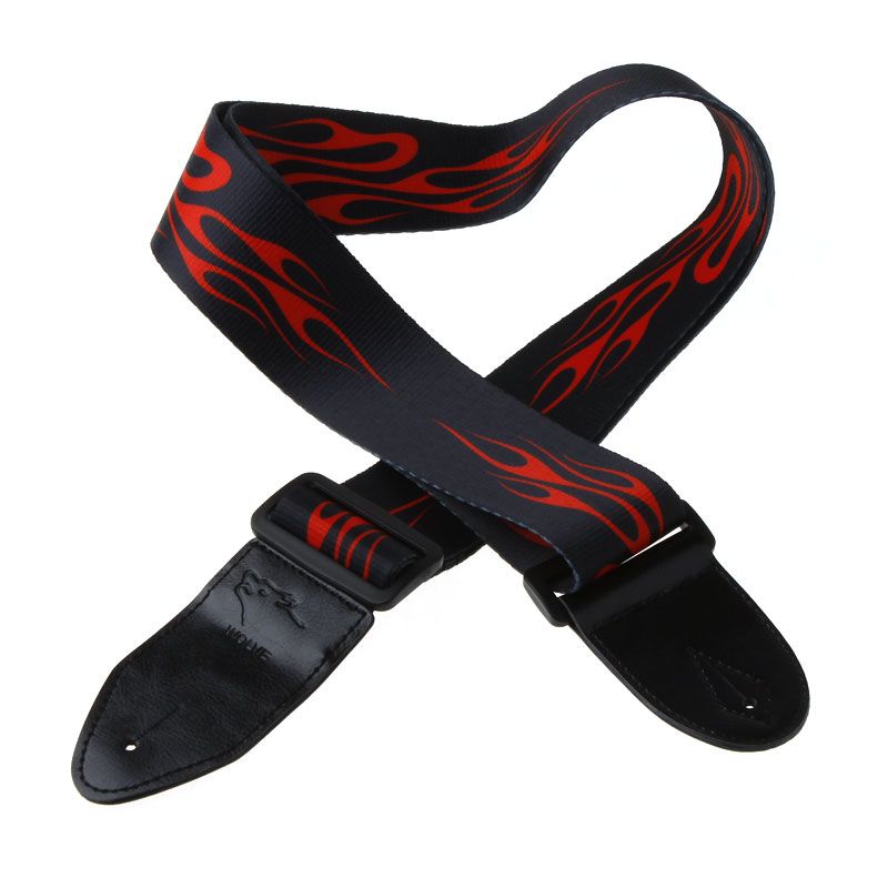 Red Guitar Strap Acoustic - 2020 Adjustable Buckle Electric Guitar Strap Acoustic Straps Red Flame Print I122 From Cntomtop 6 76 Dhgate Com