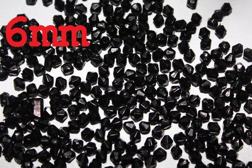500 Stück 6 mm 5301 Doppelkegel facettierte Kristall-lose Perlen, schwarze Farbe für Hochzeitshandwerk, kostenloser Versand