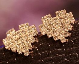 Silver gold Plated Clear Rhinestone Cute Heart Shape Ear Stud Earrings Fashion Korean Jewellery for Women Gifts
