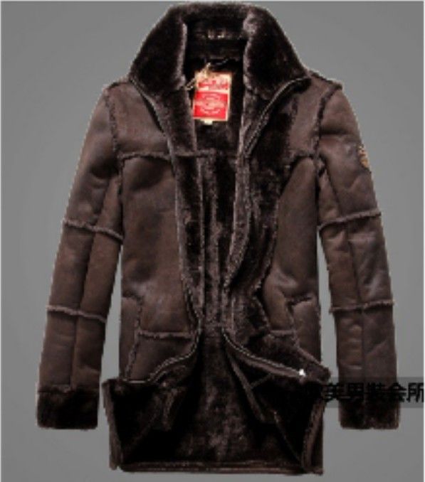 Gratis frakt Nya vinterjackor Mäns hög-Gradeair Fork kläder Lägg till flockning Lägg till förtjockad päls läder dammsuga jacka / m-xxl
