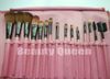 15Pcs Makeup Brushes Eyeshadow Set Eyebrow Comb with Roll up Snake Pattern Pink Bag Make up Brush8963483