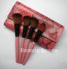 15Pcs Makeup Brushes Eyeshadow Set Eyebrow Comb with Roll up Snake Pattern Pink Bag Make up Brush8963483