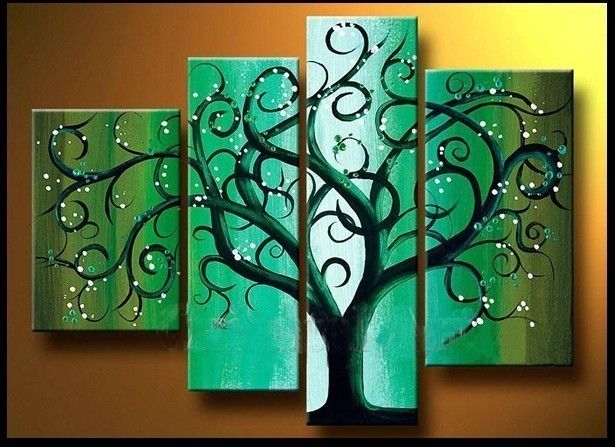 Panel Wall Decor 2017 green tree 4 panel huge wall decor art oil painting 100 Panel Wall Decor 2017 green tree 4 panel huge wall decor art oil painting 100