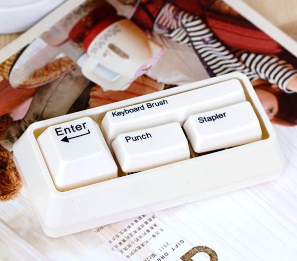 Creative Office Mini Keyboard Stationery Set,Puncher, Stapler, Keyboard