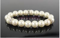 Spring Nieuwe Mode-sieraden 20 stks Simple Ivory Pearl Bridal Armband Chain Wedding Crystal Beads Armbanden