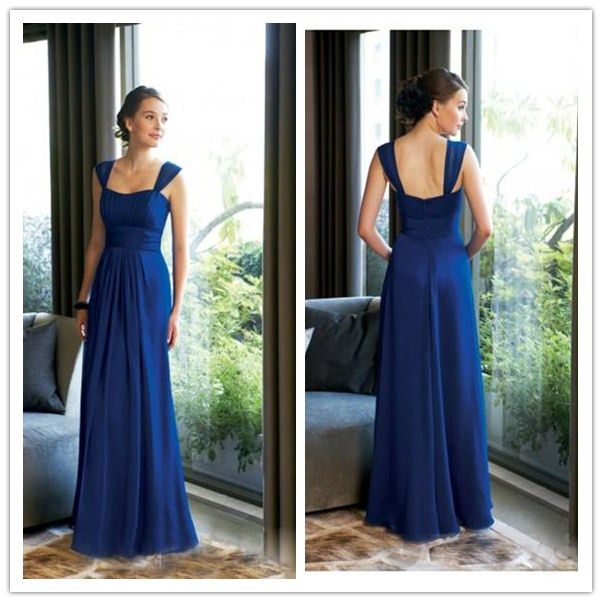 Cheap Seductive Chiffon Bridesmaid Dresses Vintage Straps Square Neck ...