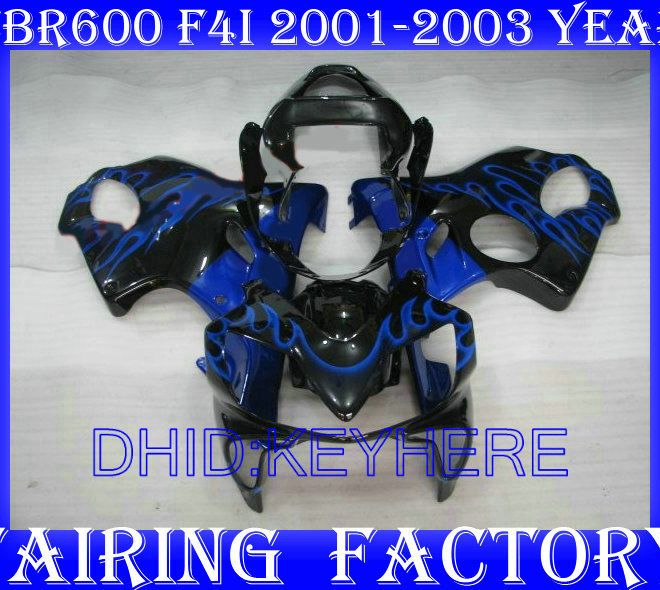 Blue Flame Fairing Kit voor Honda CBR600 F4I 2001 2002 2003 CBR 600 CBRF4I 01 02 03 Carrosseriebereiken