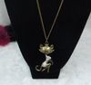 Vintage Simulated DIamond Sexy Cat Girl Pendant Necklaces Sweater Chain Women New Arrival xmas gifts 20pcs