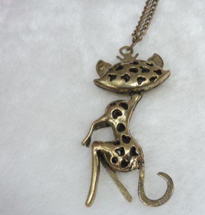 Vintage Simulated DIamond Sexy Cat Girl Pendant Necklaces Sweater Chain Women New Arrival xmas gifts 