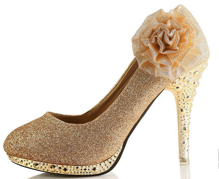 bridal shoes golden color