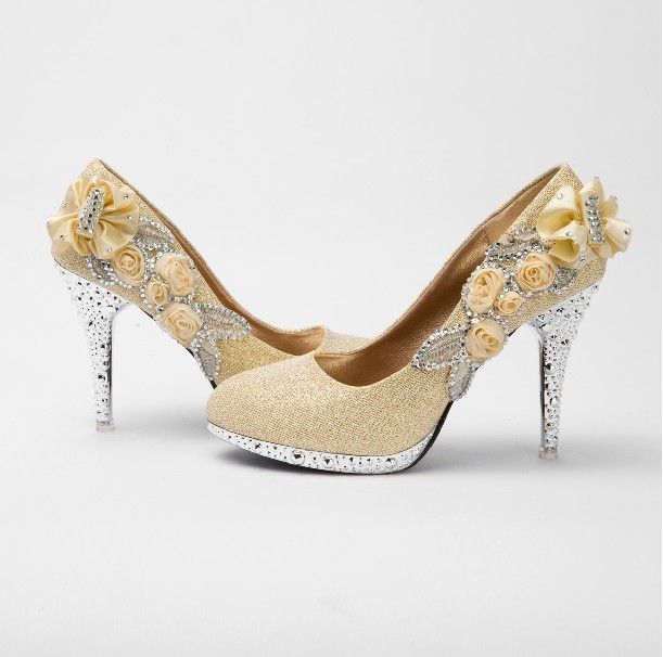 Glitter Silver 10cm Bridal High Heels Shoes Wedding Bridesmaid Shoes Party Shoe Size 34 39