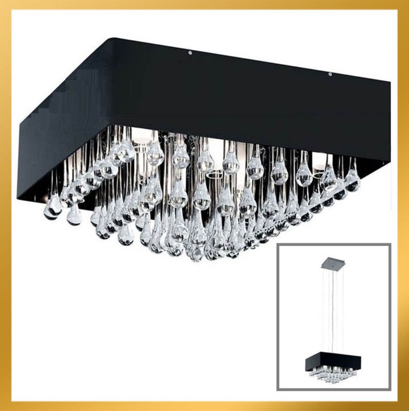 New Contemporary Clear Drip Square Crystal Chandelier Light Pendant New Contemporary Clear Drip Square Crystal Chandelier Light Pendant Lamp Ceiling Black Shade Modern Candle From Lightingword