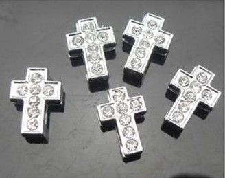 Hochwertige 100 teile/los 8mm voller strass kreuz slide charms fit für 8mm DIY Zubehör armband armband