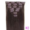 Partihandel - -12 "- 26", 8st Brasilian Remy Hair Straight Clip-In Hair Remy Mänskliga hårförlängningar, 2 # Mörkbrun, 100g / Set,