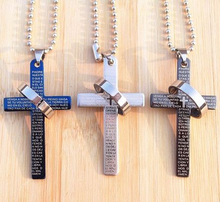 Neu!! Titan Edelstahl Bibel Kreuz Anhänger Halsketten Mode Männer Frauen Schmuck Mix Farbe auf Lager 24 Stück