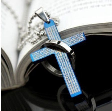 New!! Titanium stainless steel bible cross Pendant Necklaces Fashion Men women Jewelry Mix color in stock 
