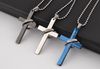 New!! Titanium stainless steel bible cross Pendant Necklaces Fashion Men women Jewelry Mix color in stock 24pcs