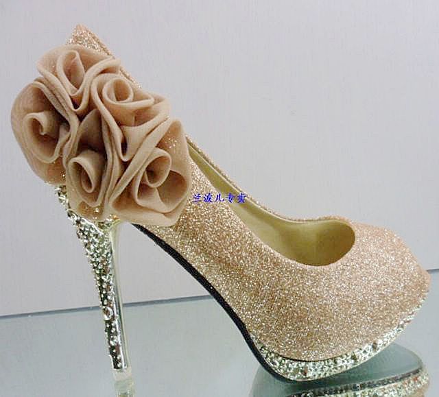 2013 Bridal High Heeled Shoes Womens Wedding Shoes RED Champagne From ...