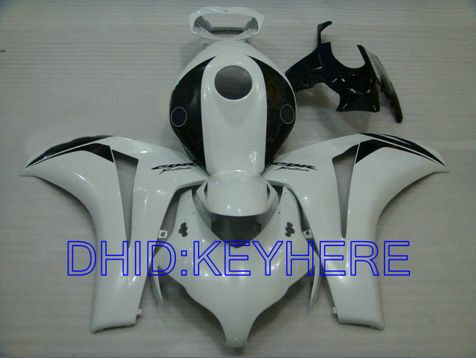 Kit complet de carénage de moto ABS blanc noir pour Honda CBR1000RR 2008-2011 CBR 1000RR 08 09 10 11