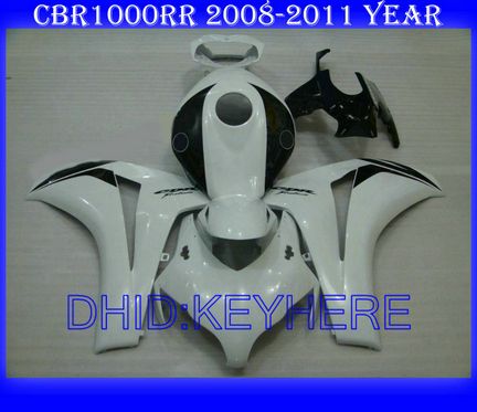 Fullset أبيض أسود ABS دراجة نارية عدة لهوندا CBR1000RR 2008-2011 CBR 1000RR 08 09 10 11