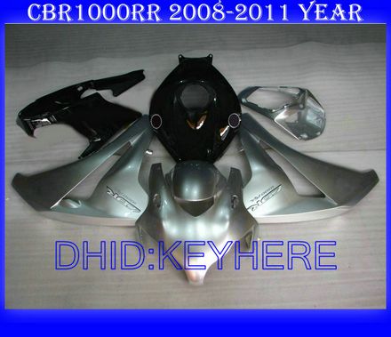 Silver black fairing kit for Honda CBR1000RR 2008 2009 2010 2011 CBR 1000 08 09 10 11 CBR1000 1000RR