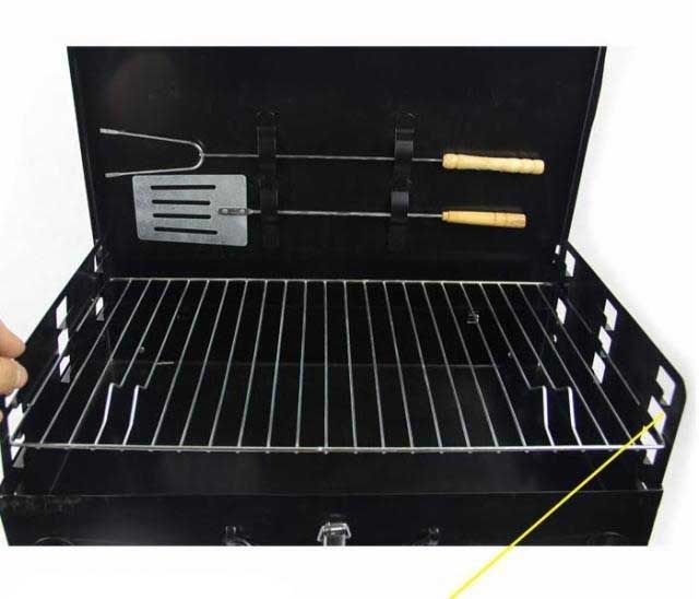 Portable Suitcase Charcoal Barbecue Grill BBQ Box Windshield Settings