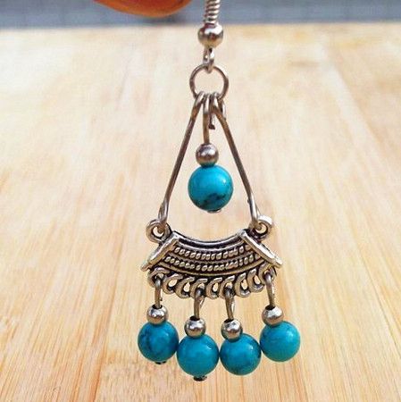 Hot Vintage Handmade Tibetan Silver turquoise beads tassel Pendant Earring Stylish Women xms gift 