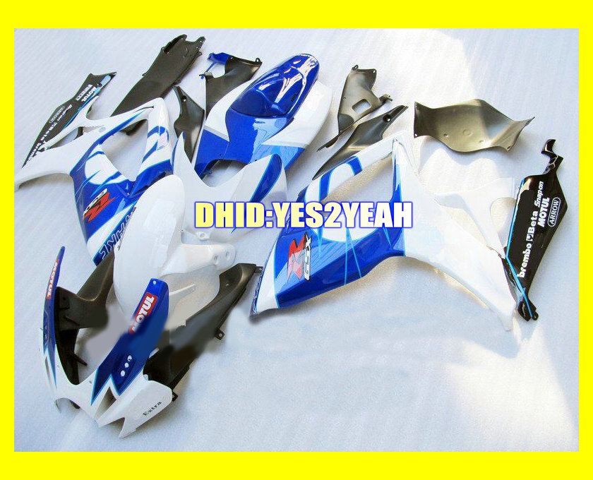 Kit de corpo de Carenagem Branco Azul personalizado para SUZUKI GSXR600 750 06 07 Carroçaria GSXR 600 GSXR 750 K6 2006 2007 Carenagens