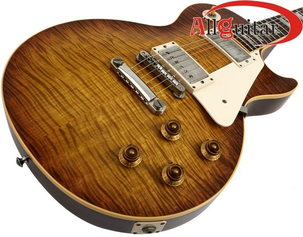 

Custom shop Guitar one piece neck 1959 VOS R9 Mahogany body Tiger Flame Yellow Binding Body China Guitar