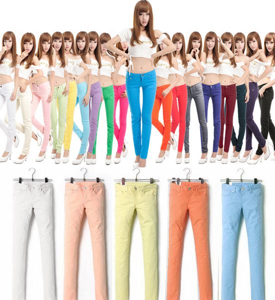 Best Womens' Stretchy Casual Jeans Skinny Skinny Tight Candy Color ...