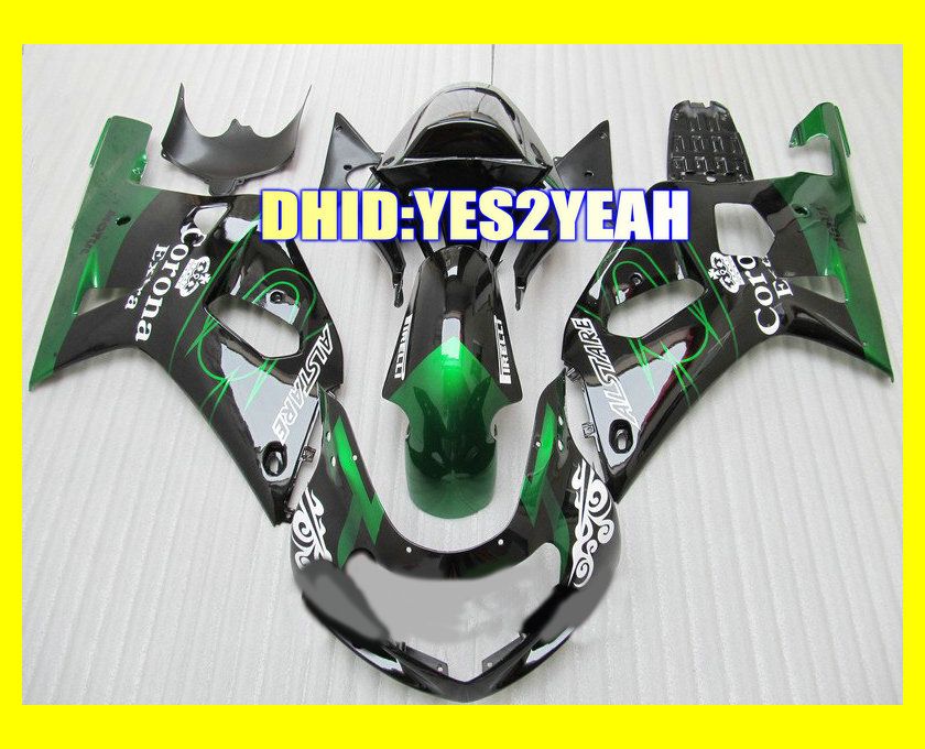 Motorcycle Fairing body kit for SUZUKI GSXR600 750 2001 2002 2003 GSXR 600 GSXR750 K1 01 02 03 Green black Fairings set SD25