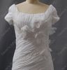 Modest Short Sleeve Wedding Dress Sheath Square Neckline Ruched 3D Flowers Beaded Court Train DB332600301