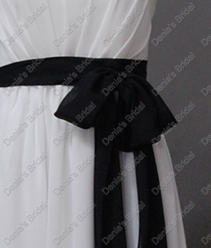 2017 흰색과 검은 신부 들러리 드레스 스트랩리스 쉬폰 새시 바닥 길이 실제 실제 이미지 파티 가운 DB1949192311