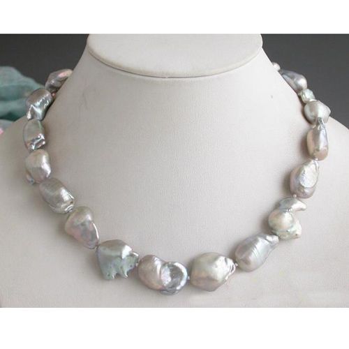 Énorme 17 pouces AA14-20MM gris baroque Keshi Reborn collier de perles mode bijoux de fête pour femmes