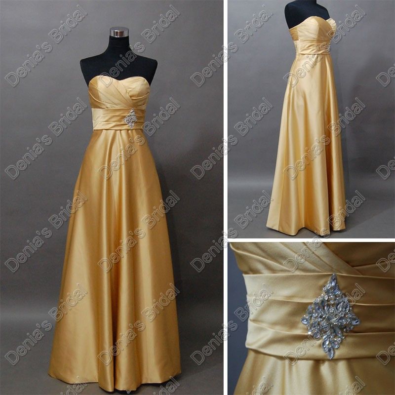 Floor Length Gold Bridesmaid Dresses