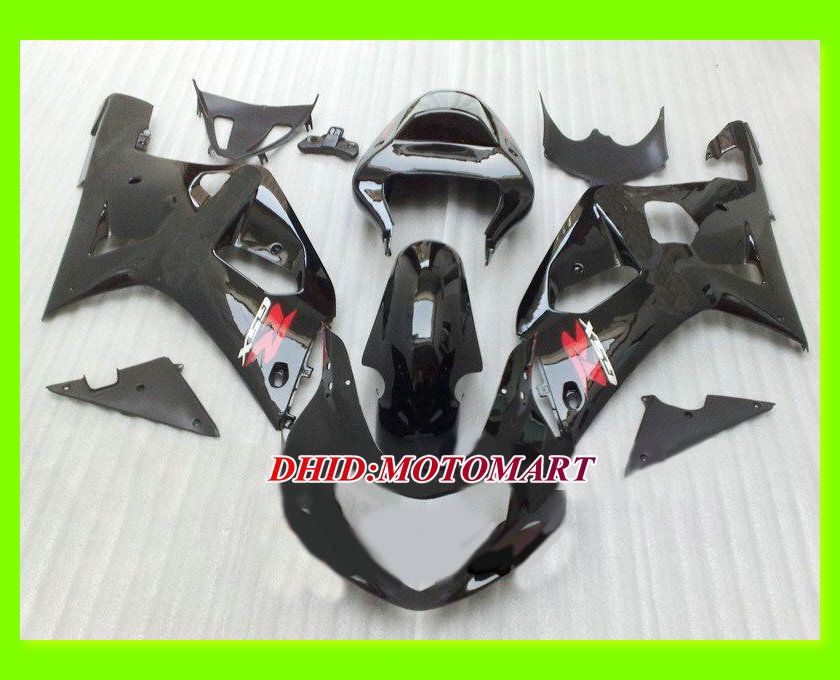 Carenado negro brillante de alta calidad para GSXR600 750 01 02 03 GSXR600 750 2001 2002 2003 K1 Juego de carenados