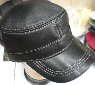 

Goat Leather Military Hats army cap With Adjustable Strap Stylish Hat 5pcs/lot #2274, Black