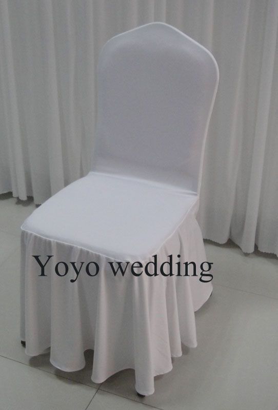 Fodera sedia banchetto in spandex con fondo swag di colore bianco da 100 pezzi MOQ con spedizione gratuita uso nuziale