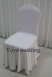 100 PCS MOQ cor branca swag inferior elastano capa de cadeira de banquete com frete grátis para uso de casamento