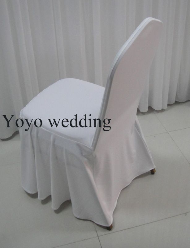 Fodera sedia banchetto in spandex con fondo swag di colore bianco da 100 pezzi MOQ con spedizione gratuita uso nuziale